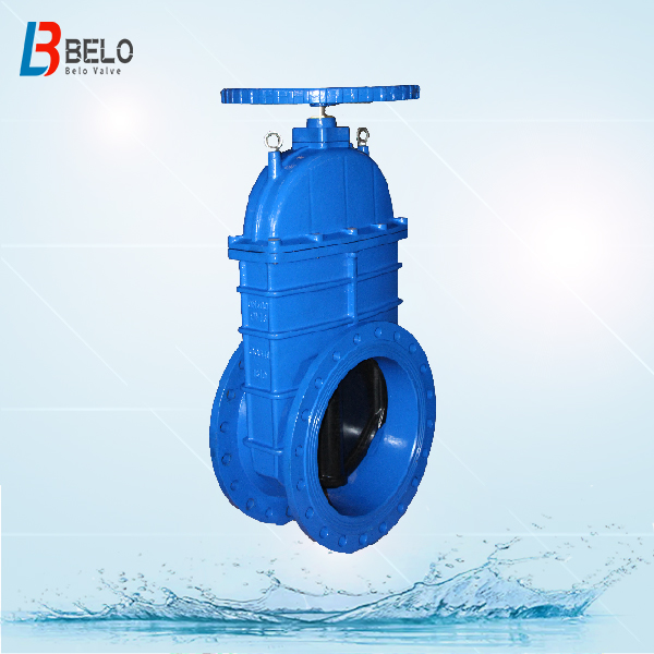 Ductile iron DIN F4 resilient seated non rising stem flanged slide gate